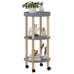 Chariot à 3 niveaux Gris 38x38x82 cm Bois d'ingénierie et pin 642407642407