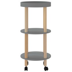 Chariot à 3 niveaux Gris 38x38x82 cm Bois d'ingénierie et pin 642407642407