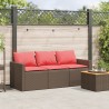 Canapé de jardin avec coussins 3 places brun résine tressée 642415642415