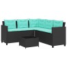 Canapé de jardin avec table et coussins en forme de L noir 642423642423