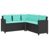 Canapé de jardin avec table et coussins en forme de L noir 642423642423