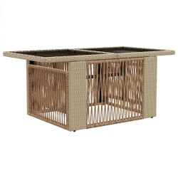 Table de Jardin Beige 100 x 55 x 37 cm Rattan PE et Verre 642427642427