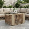 Table de Jardin Beige 100 x 55 x 37 cm Rattan PE et Verre 642427642427