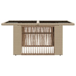 Table de Jardin Beige 100 x 55 x 37 cm Rattan PE et Verre 642427642427