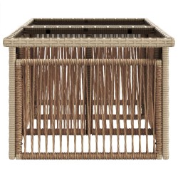 Table de Jardin Beige 100 x 55 x 37 cm Rattan PE et Verre 642427642427
