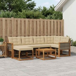 Ensemble de canapés d'extérieur 7 pcs Naturel et Beige 642442642442