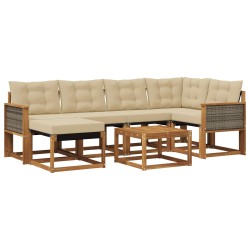 Ensemble de canapés d'extérieur 7 pcs Naturel et Beige 642442642442