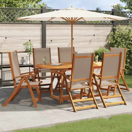 Chaises pliables de jardin lot de 6 bois d'acacia et textilène 642443642443