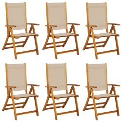 Chaises pliables de jardin lot de 6 bois d'acacia et textilène 642443642443