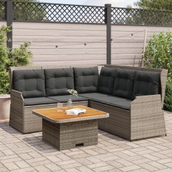 Salon de jardin 4 pcs avec coussins Gris Résine tressée 642444642444