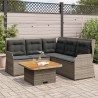 Salon de jardin 4 pcs avec coussins Gris Résine tressée 642444642444