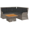 Salon de jardin 4 pcs avec coussins Gris Résine tressée 642444642444