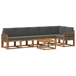Ensemble de canapés d'extérieur 7 pcs Naturel et Anthracite 642445642445