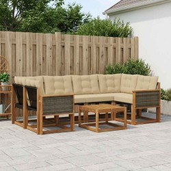 Ensemble de canapés d'extérieur 7 pcs Naturel et Beige 642446642446