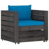 Salon de jardin 2 pcs avec coussins Bois imprégné de gris 642458642458