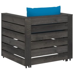 Salon de jardin 2 pcs avec coussins Bois imprégné de gris 642458642458