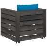Salon de jardin 2 pcs avec coussins Bois imprégné de gris 642458642458