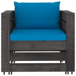 Salon de jardin 2 pcs avec coussins Bois imprégné de gris 642458642458