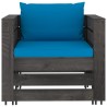 Salon de jardin 2 pcs avec coussins Bois imprégné de gris 642458642458