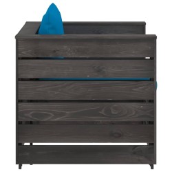 Salon de jardin 2 pcs avec coussins Bois imprégné de gris 642458642458