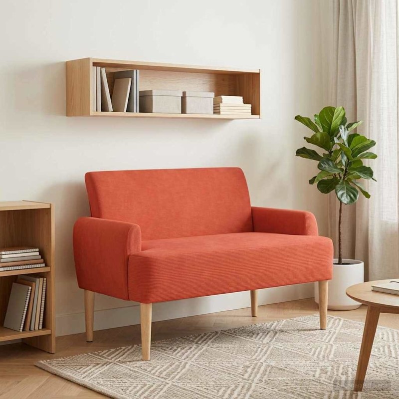 Canapé love seat avec capitonnage en boutons Rouge orange 642463642463
