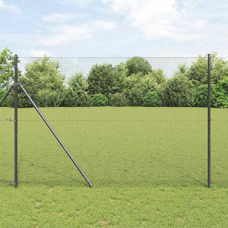 Clôture en fils soudés pour fixation au sol 10 x 1,5 m Gris 642466642466