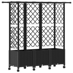 Lit Élevé avec Treillis et Toit Noir 163,5 x 40 x 142 cm PP 642468642468