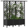Lit Élevé avec Treillis et Toit Noir 163,5 x 40 x 142 cm PP 642468642468