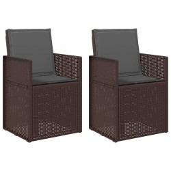Chaises de jardin salle à manger 2 pcs Marron et anthracite PP 642475642475