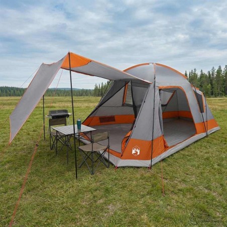 Tente Cabane Gris et orange 8 personnes Polyester et Acier 642477642477
