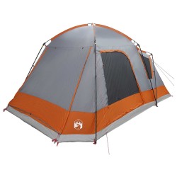 Tente Cabane Gris et orange 8 personnes Polyester et Acier 642477642477