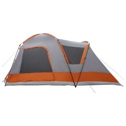 Tente Cabane Gris et orange 8 personnes Polyester et Acier 642477642477