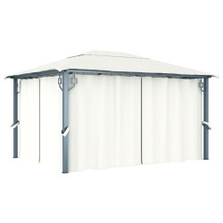 Tonnelle avec rideau 400x300 cm Crème Aluminium 642488642488