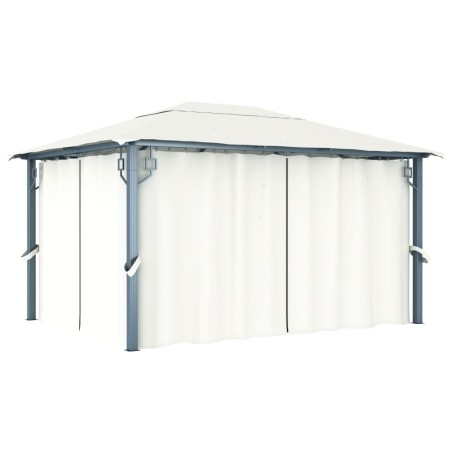 Tonnelle avec rideau 400x300 cm Crème Aluminium 642488642488