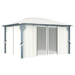 Tonnelle avec rideau 400x300 cm Crème Aluminium 642488642488