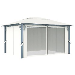 Tonnelle avec rideau 400x300 cm Crème Aluminium 642488642488
