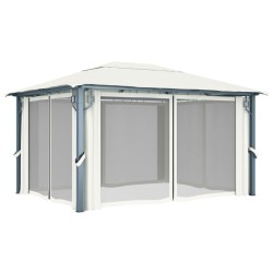 Tonnelle avec rideau 400x300 cm Crème Aluminium 642488642488