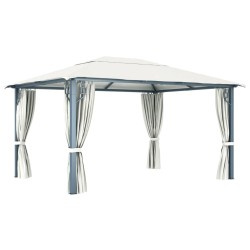 Tonnelle avec rideau 400x300 cm Crème Aluminium 642488642488