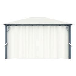 Tonnelle avec rideau 400x300 cm Crème Aluminium 642488642488