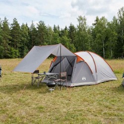 Tente Cabane Gris et orange 6 personnes Polyester et Acier 642490642490