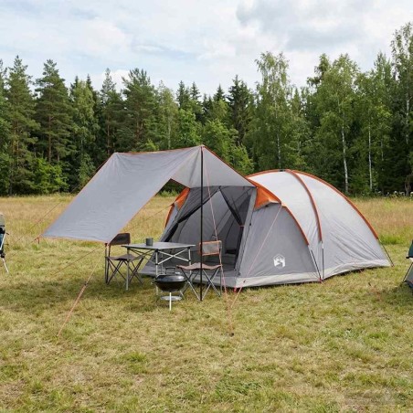 Tente Cabane Gris et orange 6 personnes Polyester et Acier 642490642490