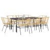 Ensemble à manger de jardin 9 pcs marron résine tressée verre 642494642494