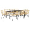 Ensemble à manger de jardin 9 pcs marron résine tressée verre 642494642494