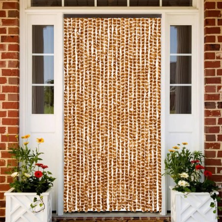 Rideau anti-mouches ocre et blanc 100x200 cm chenille 642497642497