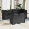Ensemble de canapé de jardin 7 pcs Noir Poly rotin 642504642504