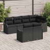 Ensemble de canapé de jardin 7 pcs Noir Poly rotin 642504642504