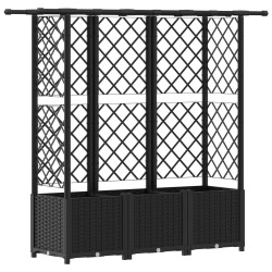 Lit Élevé avec Treillis et Toit Noir 163,5 x 40 x 136 cm PP 642507642507
