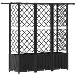 Lit Élevé avec Treillis et Toit Noir 163,5 x 40 x 136 cm PP 642507642507