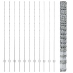 Clôture sauvage extérieure avec poteaux 25 x 1,6 m Argenté 642508642508