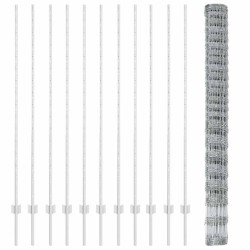 Clôture sauvage extérieure avec poteaux 25 x 1,6 m Argenté 642511642511